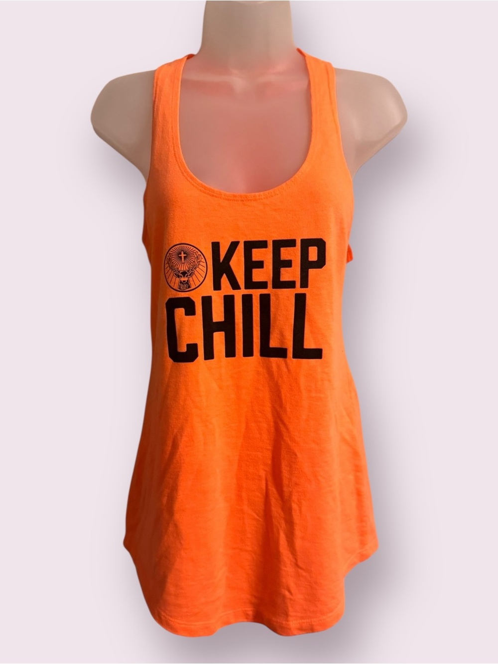 Jägermeister Keep Chill Neon Orange Racerback Tank Top Size M